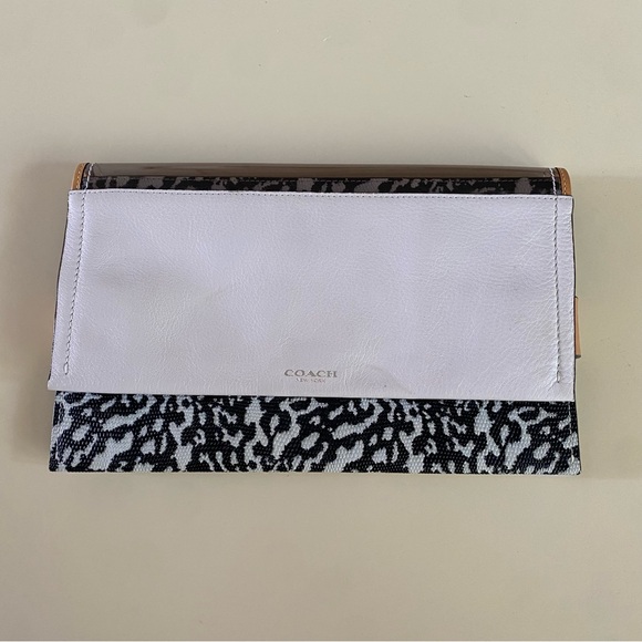 Coach Bleecker Mixed Media Leather Tricolor Clutch